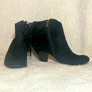 Jessica Simpson Black Heeled Booties With Fringe Size 7